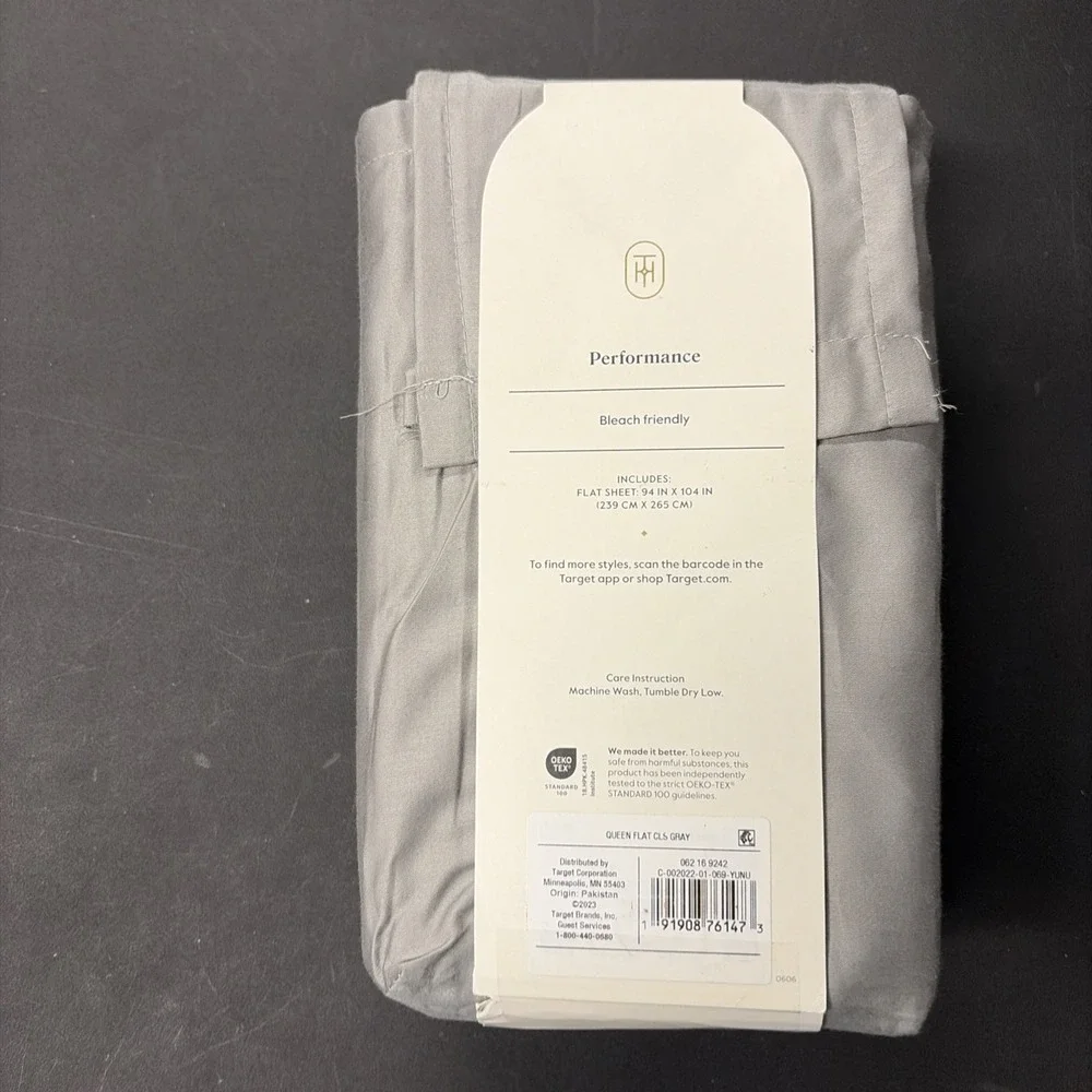 Queen 400 Thread Count Performance Flat Sheet Gray - Threshold: Cotton 20531